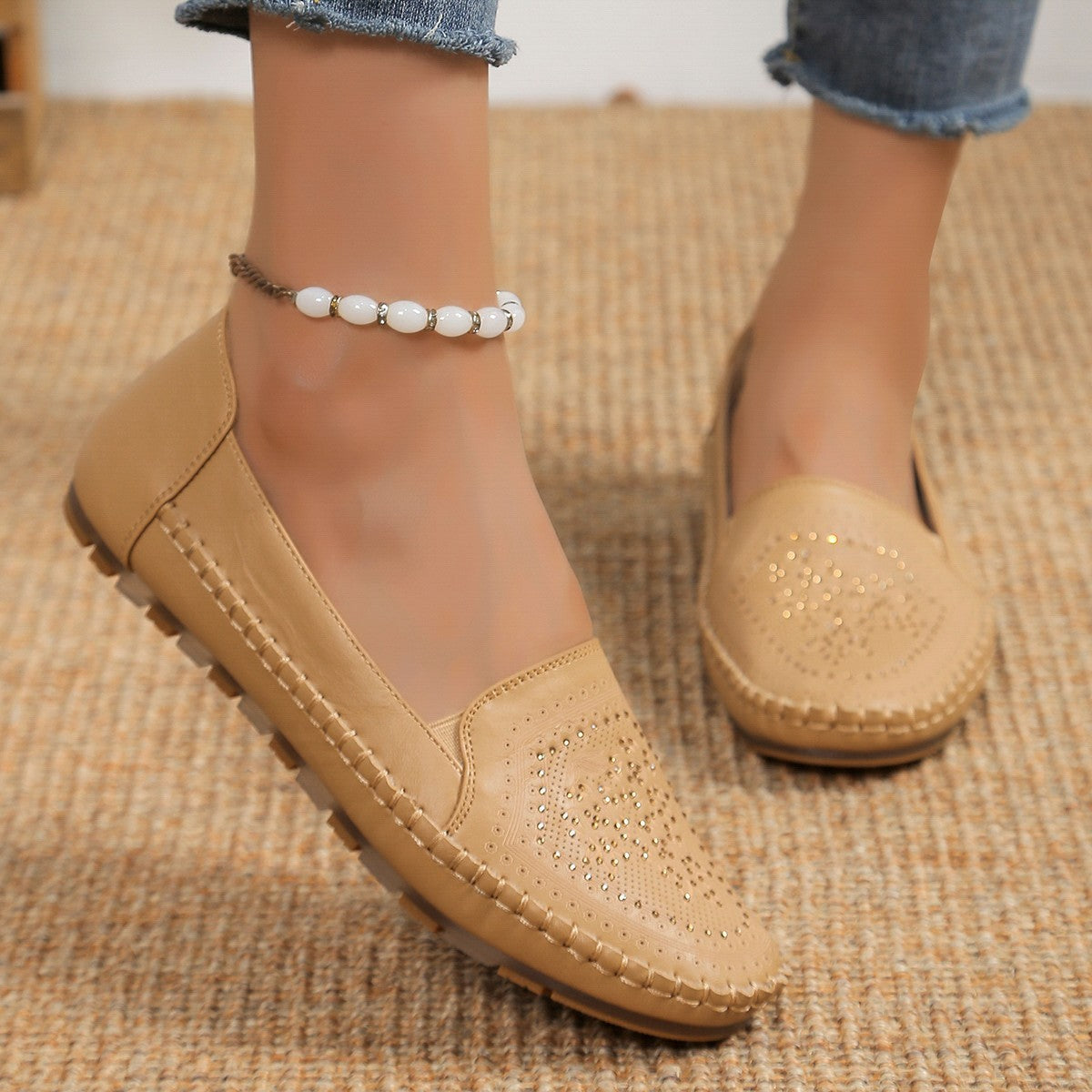 Women's Casual Shoes - Handmade Gommino, Solid Colors, Stitched