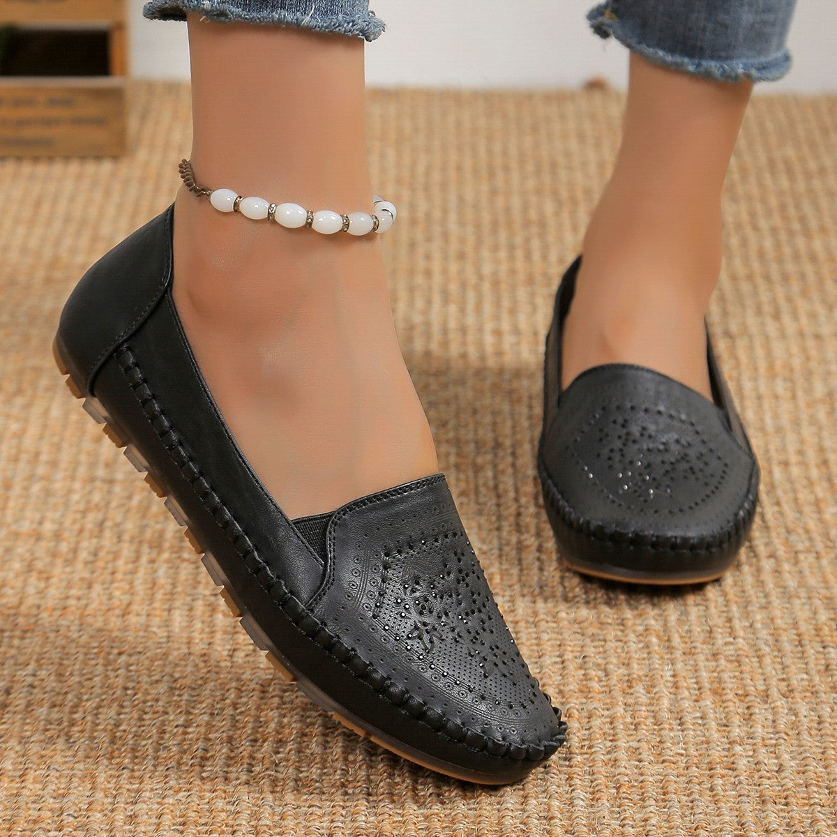 Women's Casual Shoes - Handmade Gommino, Solid Colors, Stitched