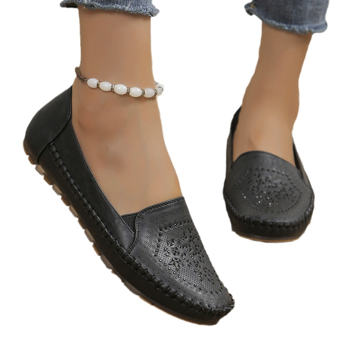 Women's Casual Shoes - Handmade Gommino, Solid Colors, Stitched