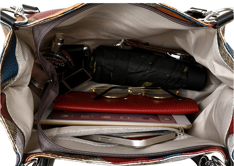 Trendy Tote - Geometric, Color-Matching, Large Capacity