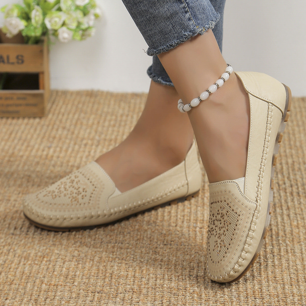 Women's Casual Shoes - Handmade Gommino, Solid Colors, Stitched
