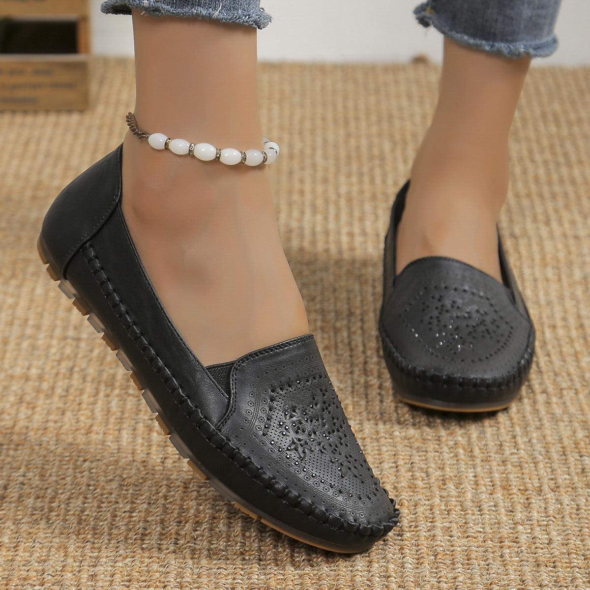 Women's Casual Shoes - Handmade Gommino, Solid Colors, Stitched