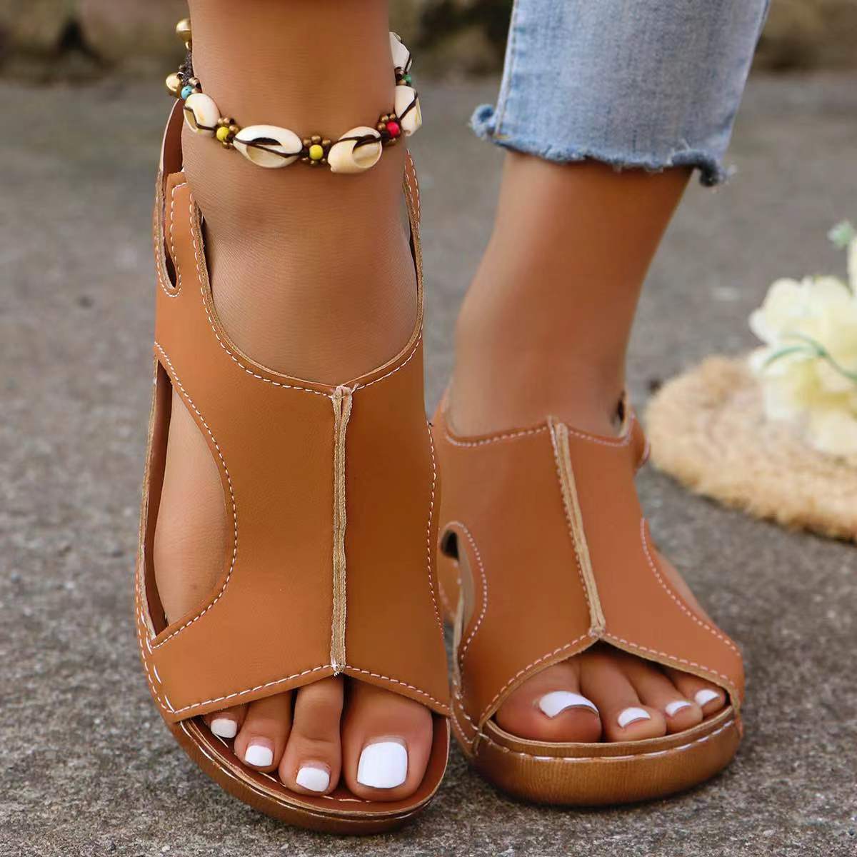 Effortless Style: Elastic Band Wedges Sandals for Women