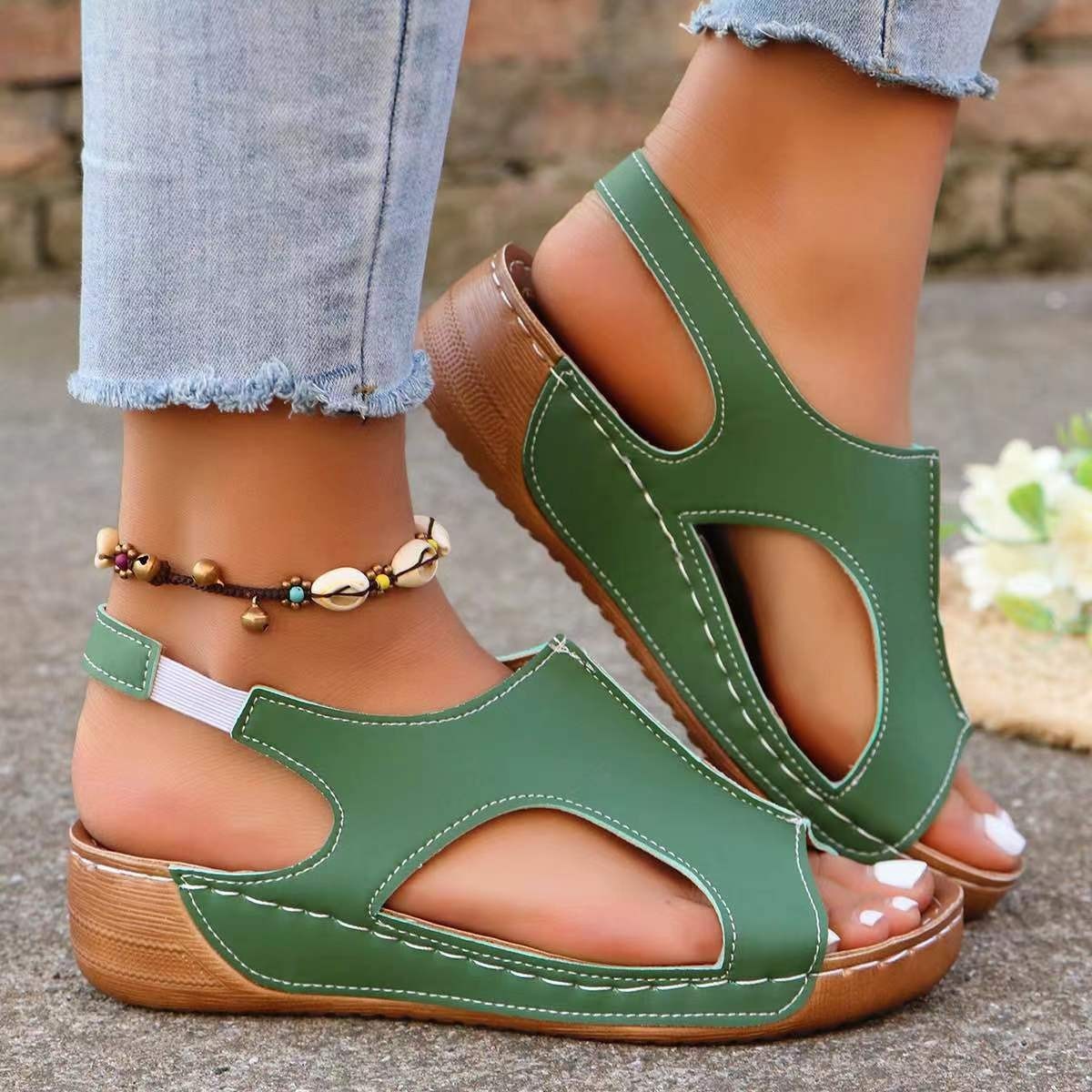 Effortless Style: Elastic Band Wedges Sandals for Women
