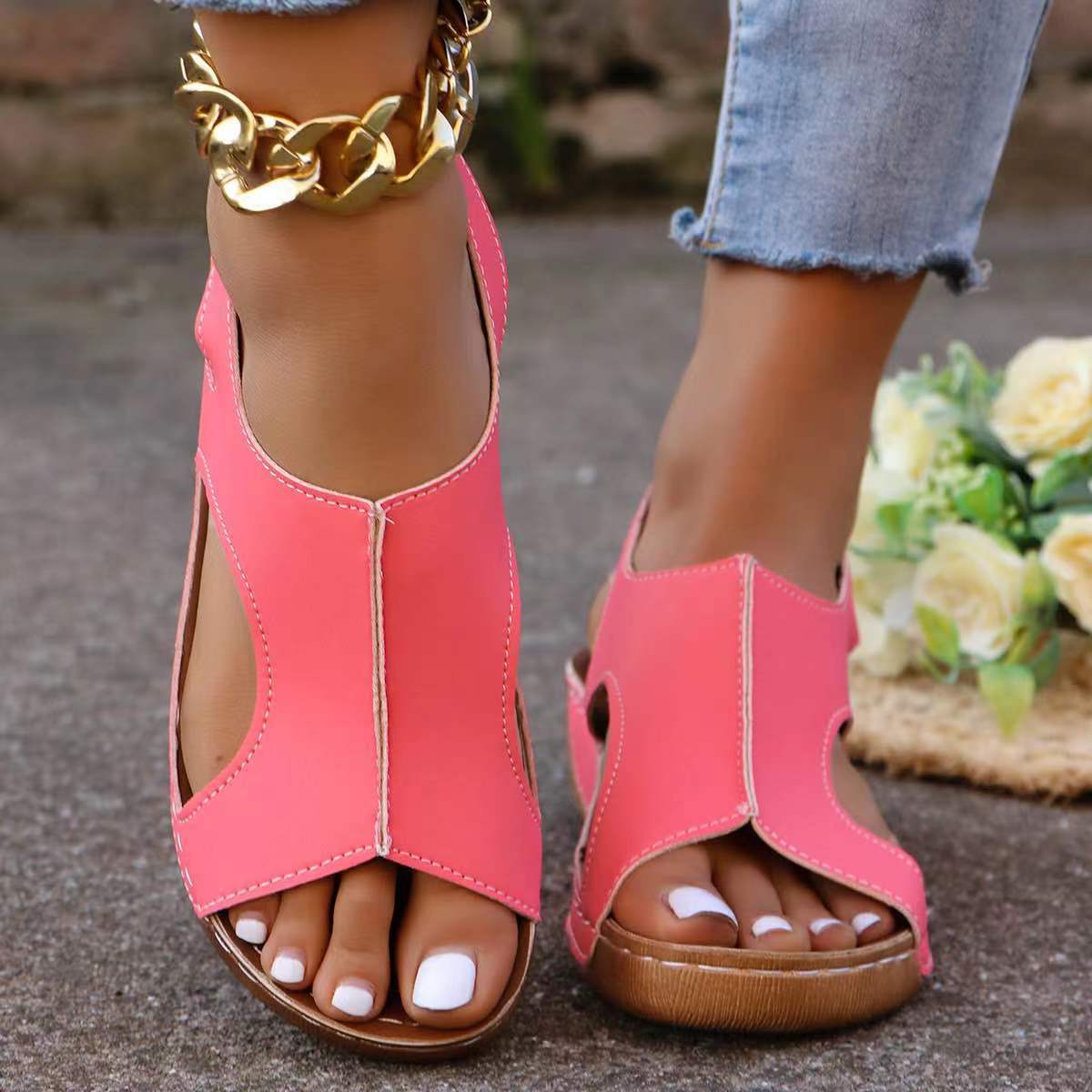 Effortless Style: Elastic Band Wedges Sandals for Women